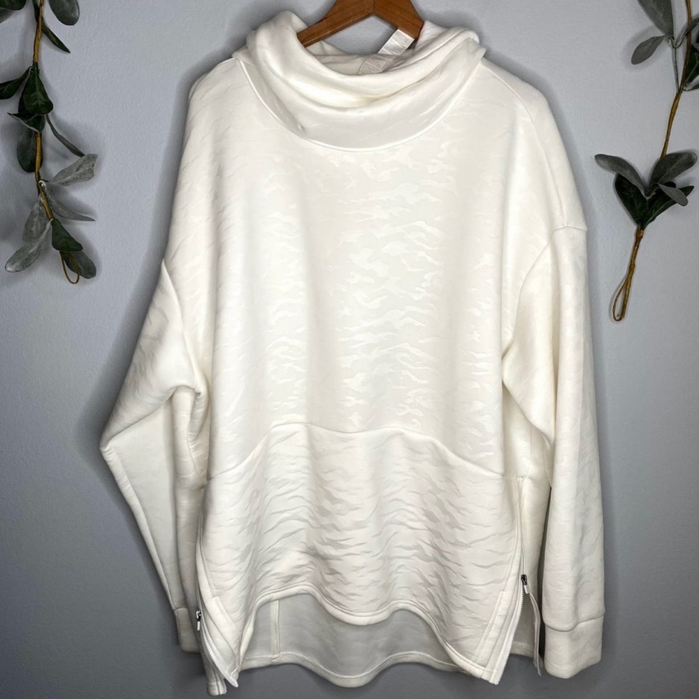 Fabletics White Camo Cowl Neck Pullover - image 1